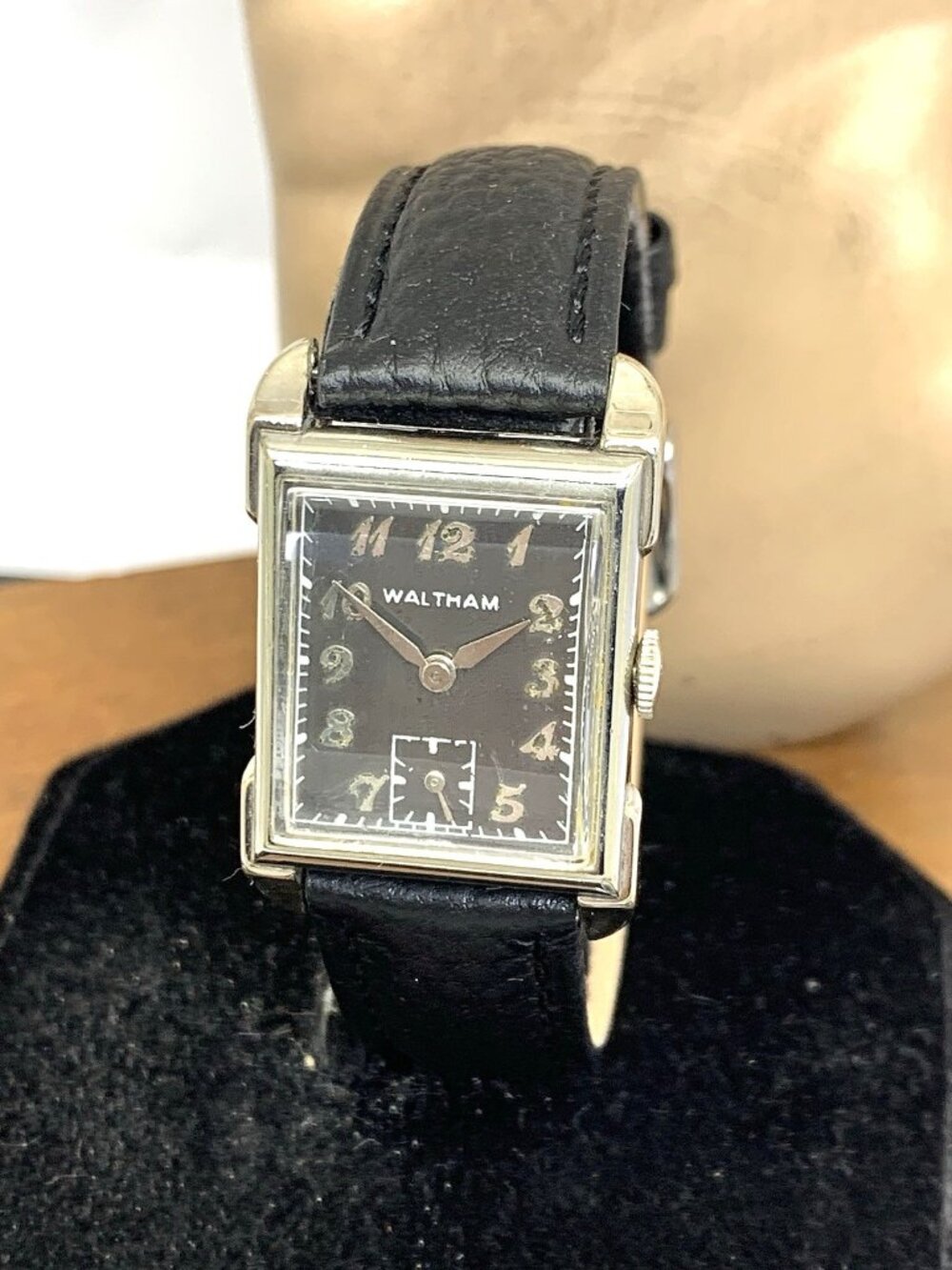 Waltham Art Deco Watch Vintage Manual Wind 10k Gold Filled Case Leather 22mm